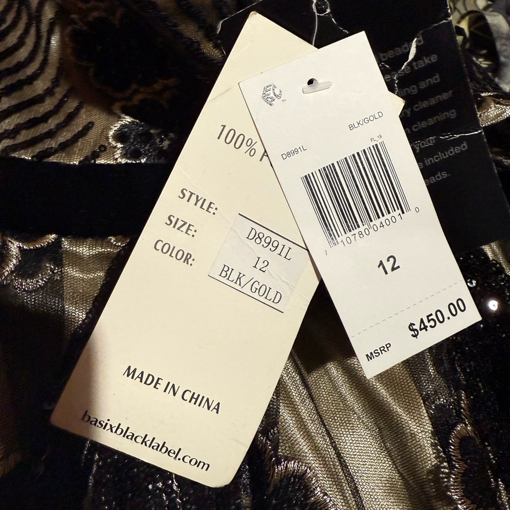 Basix Black and Gold Floral Maxi Dress NWT - Picture 6 of 9